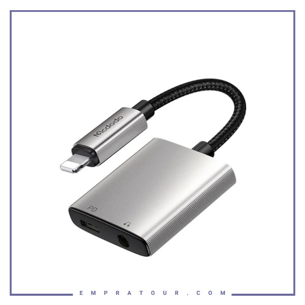 تبدیل لایتنینگ به جک 3.5 میلیمتری و لایتنینگ مک دودو Mcdodo 2in1 Lightning To DC3.5 & Lightning Audio Adapter CA-5540