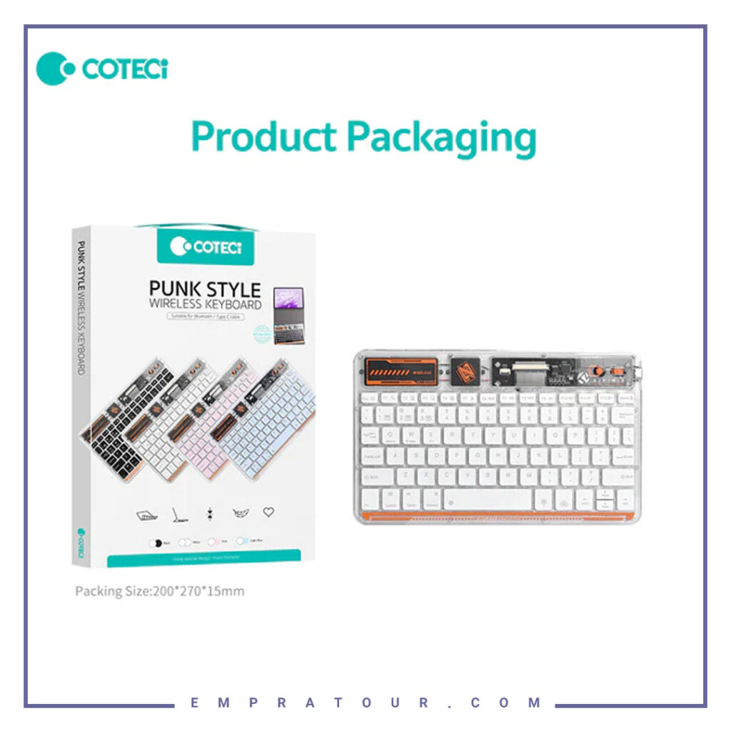کیبورد بیسیم شفاف کوتسی coteci punk wireless keyboard transparent 84012