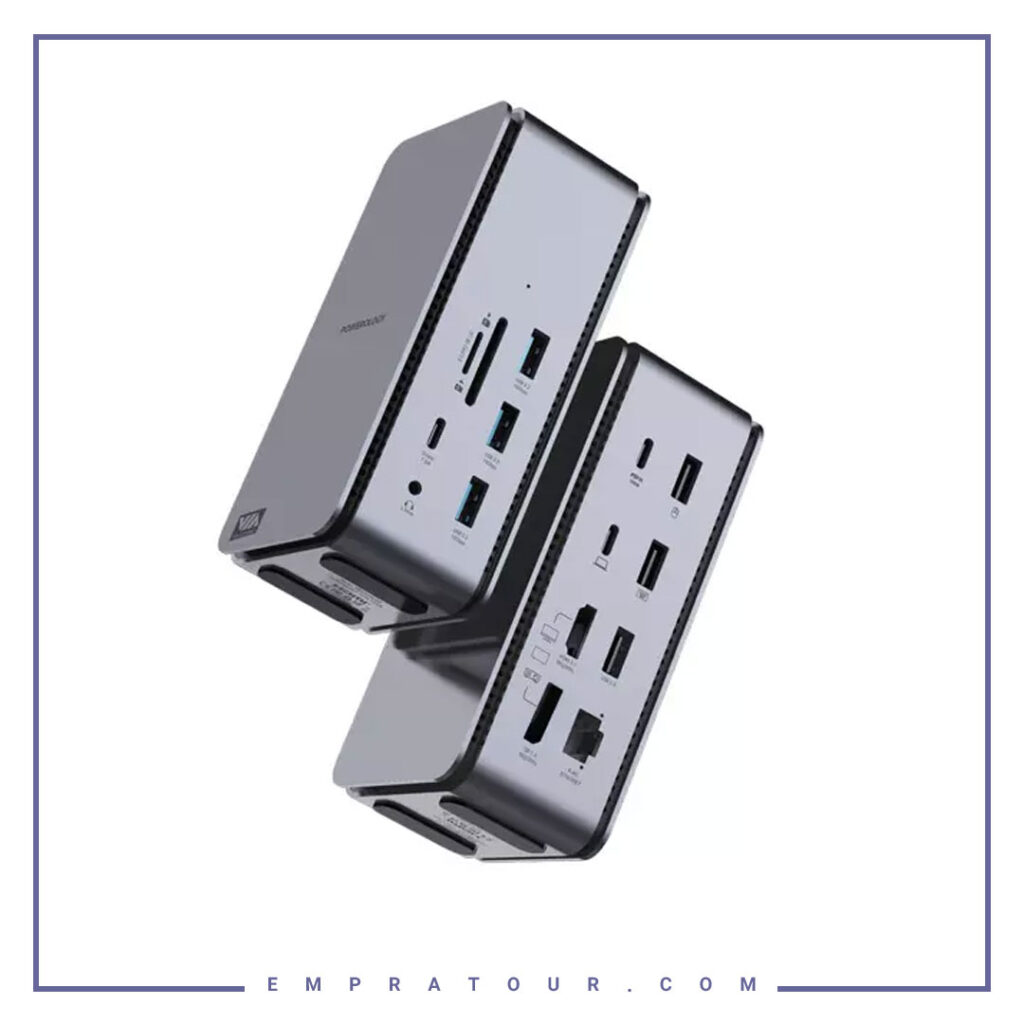 هاب تایپ سی 15 پورت پاورولوژی Powerology 15 in 1 Dual Dock Station PW15IN1DS-GY