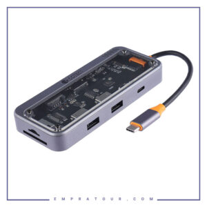هاب تایپ سی 8 پورت شفاف کوتتسی Coteetci 8 IN 1 MULTIFUNCTIONAL DOCKING STATION 16016