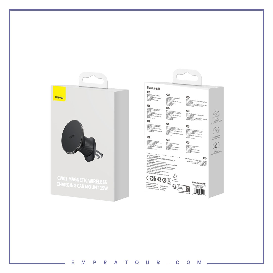 پایه نگهدارنده آهنربایی و شارژر بی سیم گوشی موبایل بیسوس bs-CW01-01