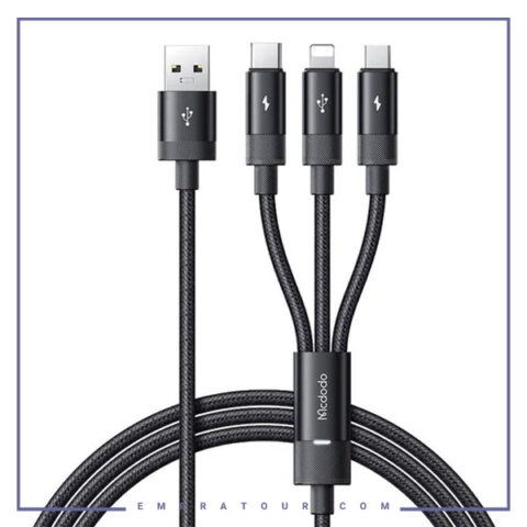 کابل سه سر 1.2 متر مک دودو Mcdodo 3in1 Multiple Nylon Braided Cable CA-5790