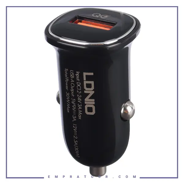 شارژر فندکی 30 وات فست شارژ همراه با کابل الدینیو LDNIO Fast Charging Car Charger C105