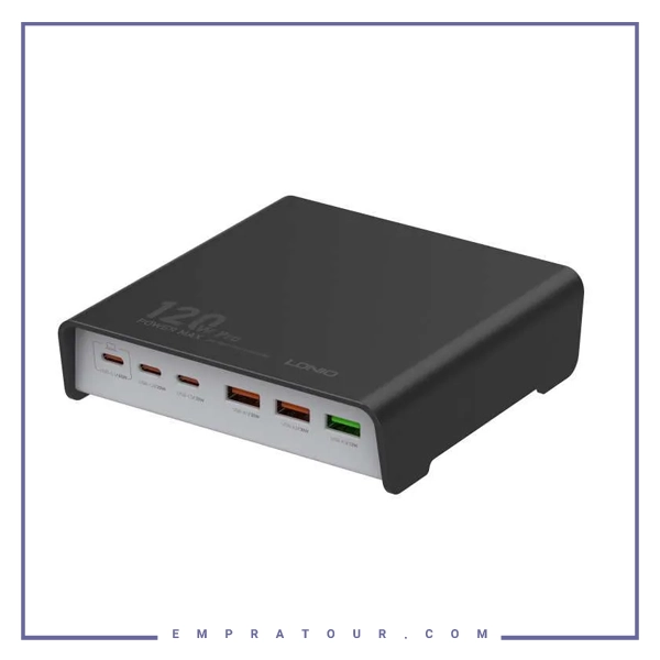شارژر 6 پورت رومیزی 120 وات الدینیو Ldnio Desktop Super Fast Charger Q605
