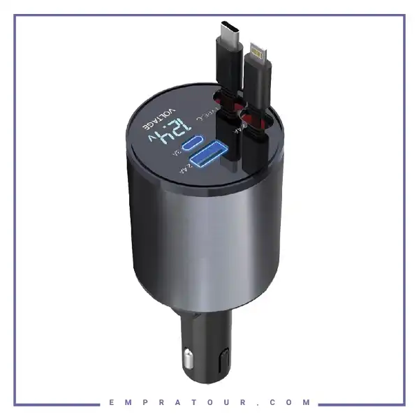 شارژر فندکی 4 در 1 با کابل جمع شونده گرین لاین Green Lion Car Charger GN4IN1CARCGY
