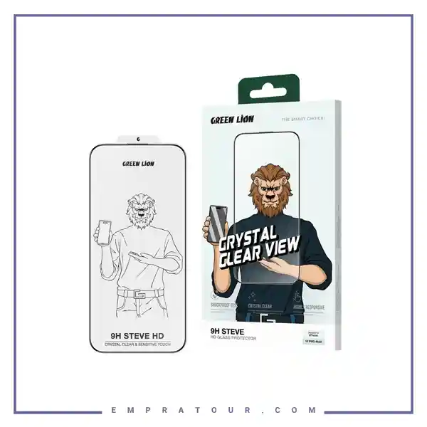 گلس آیفون 16پرو مکس گرین لاین Green Lion 9H Steve HD iPhone 16 pro Max