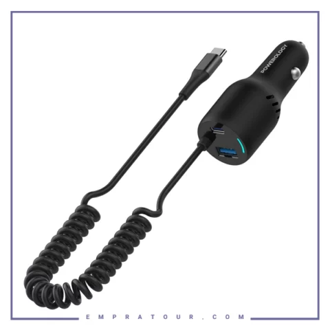 شارژرفندکی 45 وات با کابل پاورولوژی Powerology Car Charger 45W PCCSR015
