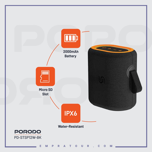 اسپیکر بلوتوثی پرودو Porodo Soundtec Rave Portable Speaker