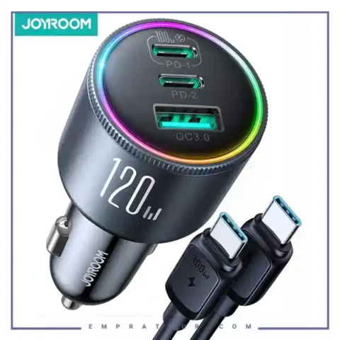 شارژر فندکی 120 وات به همراه کابل جویروم JOYROOM JR-CCN07 120W 3-Port