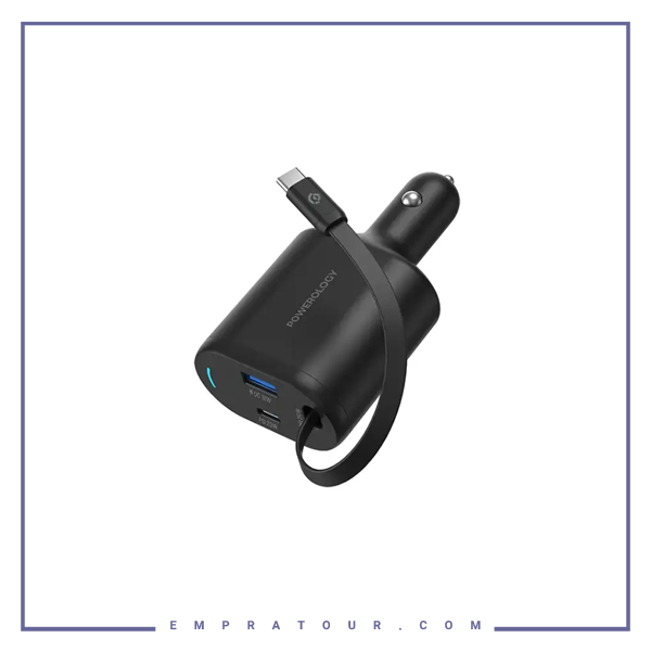 شارژرفندکی 70 وات با کابل پاورولوژی Powerology Car Charger 70W PCCSR018