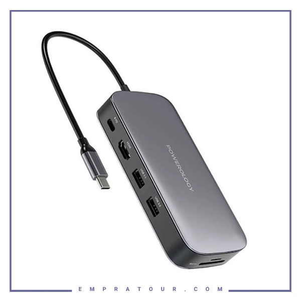 هاب و هارد اکسترنال SSD 256G پاورولوژی Powerology Usb-C Hub & SSD Drive PWSDHB256