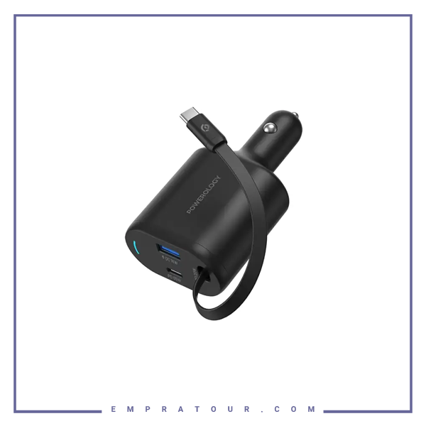 شارژرفندکی 115 وات با کابل پاورولوژی Powerology Car Charger 115W PCCSR019