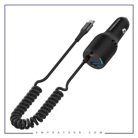 شارژرفندکی 100 وات با کابل پاورولوژی Powerology Car Charger 100W PCCSR015