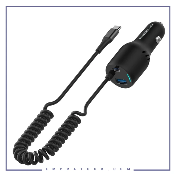 شارژرفندکی 100 وات با کابل پاورولوژی Powerology Car Charger 100W PCCSR015