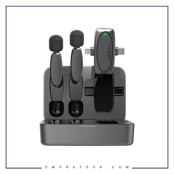 میکروفون بیسیم یقه ای پرودو Porodo Dual Connector Lavalier Microphone Dual Mic PD-2MLAVCC