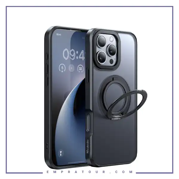 قاب آیفون 16 پرومکس مگسیف دار با پایه مک دودو Mcdodo Iphone 16 pro max Protective Case With Magnetic Structure PC-4933