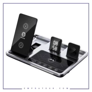 شارژر ولیرلس 4 کاره رو میزی گرین لاین Green lion Wireless Charging Station Gray GN4IN1WCSGY