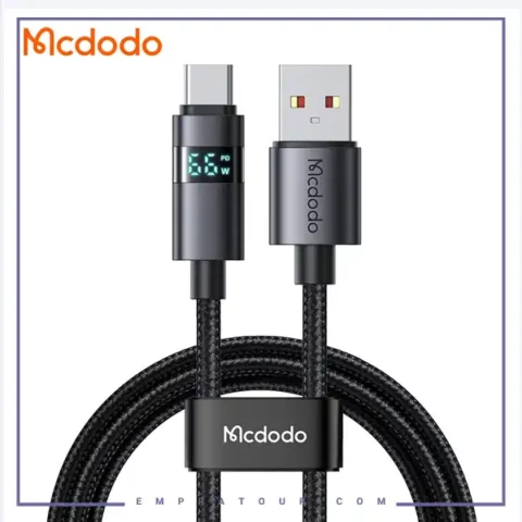 کابل تایپ سی 66 وات با نمایشگر مک دودو Mcdodo 6A Type-C USB Data Cable CA-6520