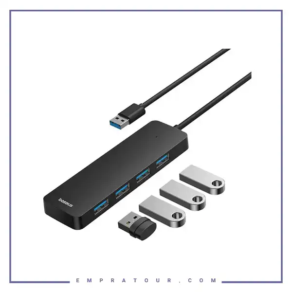 هاب 4 پورت یو اس بی با کابل یک متری بیسوس Baseus UltraJoy 4 port B0005280B111-03