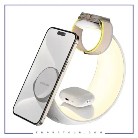 شارژر وایرلس و چراغ مهتابی 4 کاره گرین لاین Green Lion Moon Charge 4 in 1 Wireless Charger GNMONCHSWH