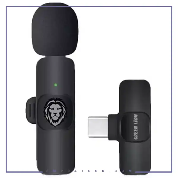 میکروفون بی سیم یقه‌ای تایپ سی گرین Green Lion Solo Wireless Microphone 3 Plugs GNSOLOWMICBK