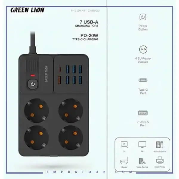 چندراهی برق 3250 وات گرین لاین GNPS7UPDEUBK