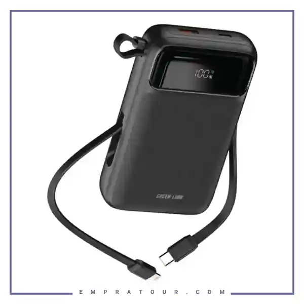 پاوربانک وایرلس 10000 به همراه کابل متصل گرین لاین Green Lion Luzern MagSafe Power Bank GNLEZ10KPBBK