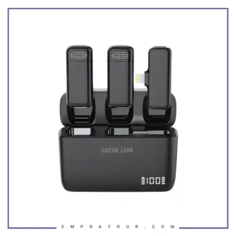 میکروفون بی سیم یقه ای لایتنینگ گرین لاین Green Lion Dou Cast Wireless Microphone GNDCTWMICLGBK