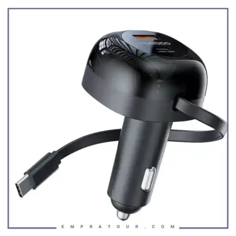 شارژر فندکی 47 وات همراه با کابل تایپ سی پرودو Porodo Dual Port Car Charger PD-FWCH030