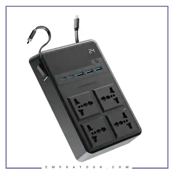 چندراهی برق 2500 وات به همراه کابل جمع شونده پاورولوژی Powerology Power Strip PWCUQC029