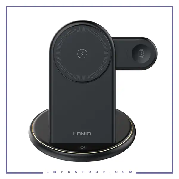 شارژ وایرلس رو میزی 3 کاره الدینو LDNI Wireless Charging Station WL02