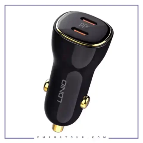 شارژر فندکی 60 وات با کابل همراه الدینیو LDNIO Car Charger C104